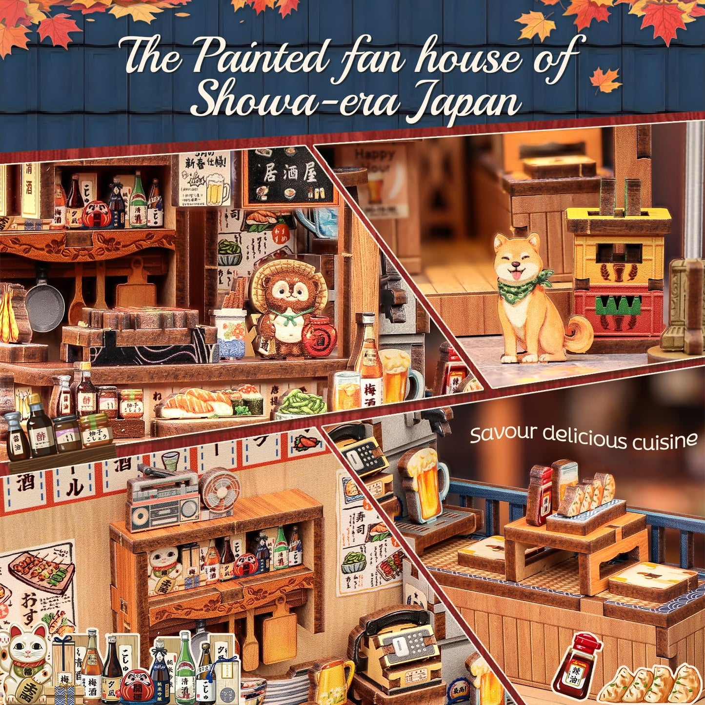 Cutefun Book Nook Kit - DIY Miniature Dollhouse Kit for Adults, Teens and Beginners, Japanese Booknook Tiny House Bookshelf Decor 3D Wooden Puzzles, Gifts for Friends and Family (Japanese Izakaya)