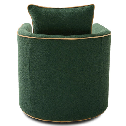 Christopher Knight Home Arlo 360° Swivel Accent Chair for Living Room, Bouclé Upholstered Rotating Lounge Chair Indoor, Barrel Swivel Chair with Iron Frame, Curved Armrest and Padded Seat, Green