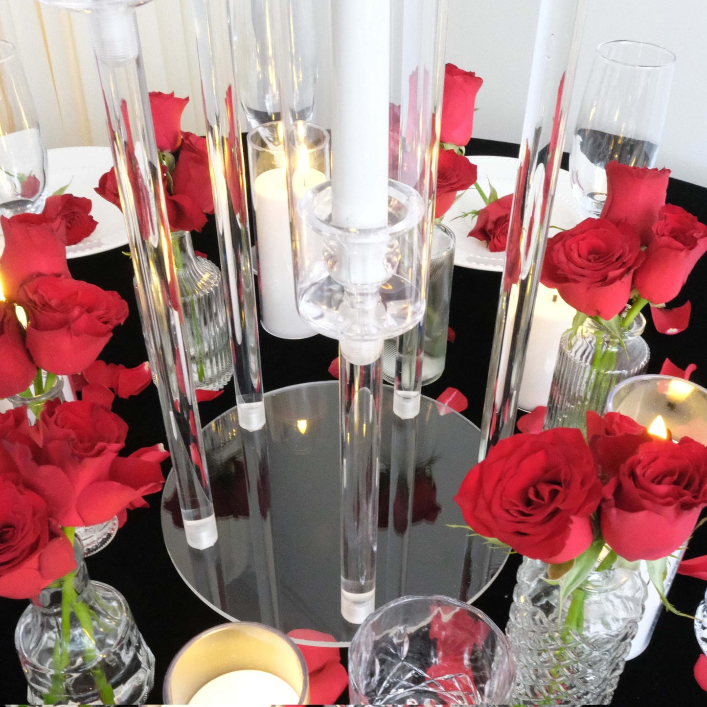 42.5inch 10pcs Acrylic Candelabra Centerpieces for Tables 5 Arms Wedding centerpieces for Decorations