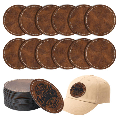 BUVKHMX Faux Leather & Leatherette Hat Patches - 60 Pack Blank Laserable Patches with Adhesive Backing for Customization, Fabric Repair, Sewing & Laser Engraving Supplies (2.5Inch)
