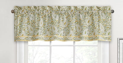 Waverly Paisley Verveine Valance for Window, Rod Pocket Curtain for Kitchen and Living Room, 52 in x 16 in, Spring