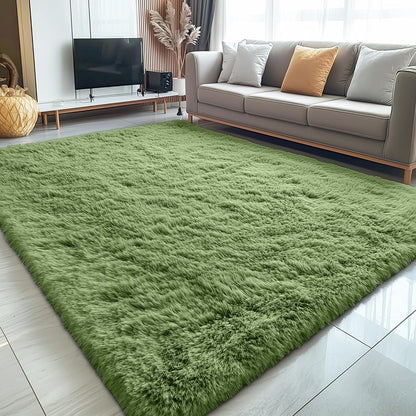 OLANLY Large Area Rug - Soft Fluffy Shaggy Carpet for Living Room & Bedroom | Machine Washable, Green