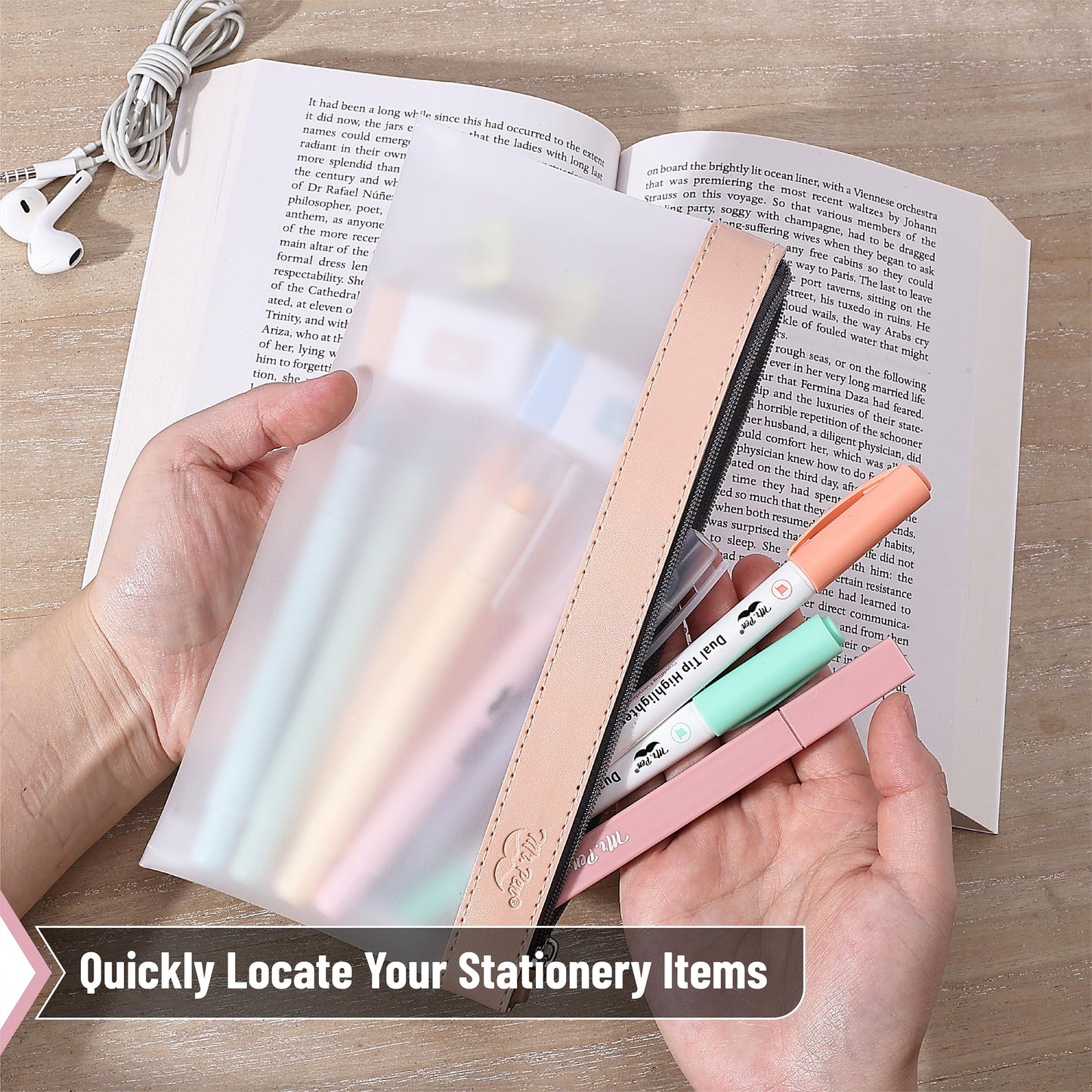 Mr. Pen- Clear Pencil Pouch, 3 Pack, Case for Kids, Makeup Bag, Transparent Storage Organizer