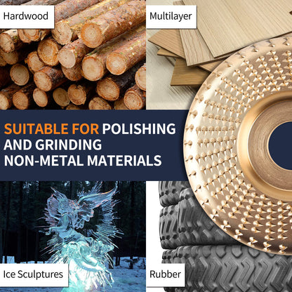 Pomsare 5PCS Angle Grinder Wood Carving Disc Set, 4 and 4 1/2 Angle Grinder Attachments with 5/8 inch Arbor, StumpGrinder Tool Grinding Wheel Shaping Disc for Wood Cutting, Cutting Wheel