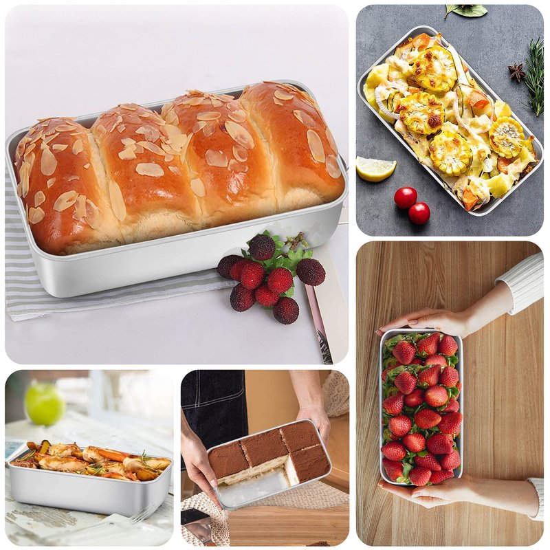 LIANYU 16 Pack 9x5 Inch Loaf Pans for Bread Baking, Stainless Steel Bread Baking Pans, Small Loaf Tins for Homemade Brownies and Pound Cakes, Dishwasher Safe