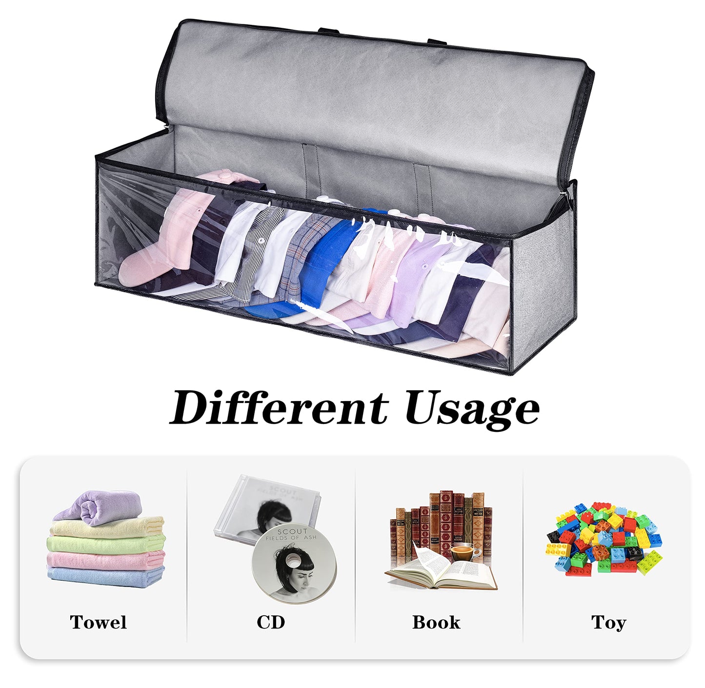 KEETDY Hat Organizer for Baseball Caps Holder Large Hat Storage Bag Rack with Double Carry Handles and Zipper Closure, Grey