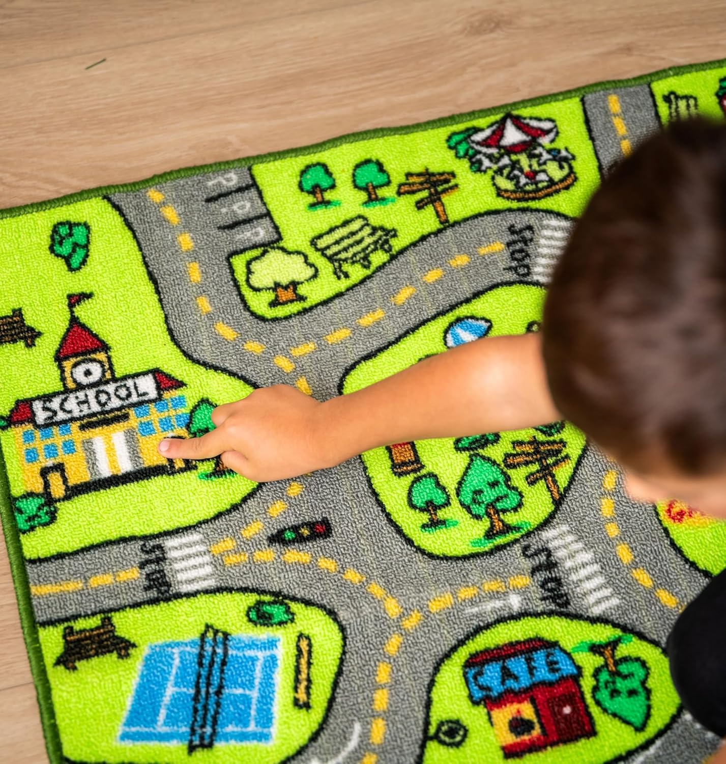 ToyVelt Kids Car Rug Playmat - Large 60” x 32” Educational City Play Mat for Kids Ages 3–12, Soft Polyester with
