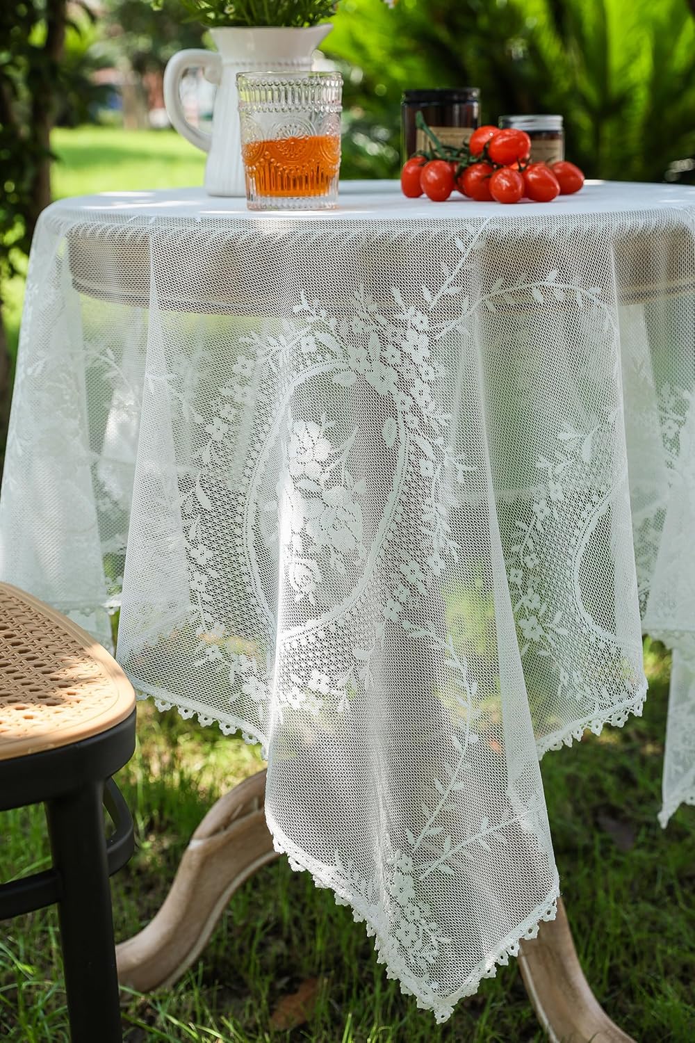 24 24 Inch 24"x24") White Lace Small Square Tablecloth x Vintage Embroidered Table Cloth Shabby Chic Wedding Baby