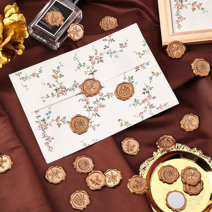 CRASPIRE Sunflower Adhesive Wax Seal Stickers, 50Pcs, Self-Adhesive, Waterproof, for Craft, Wedding Invitation Decoration