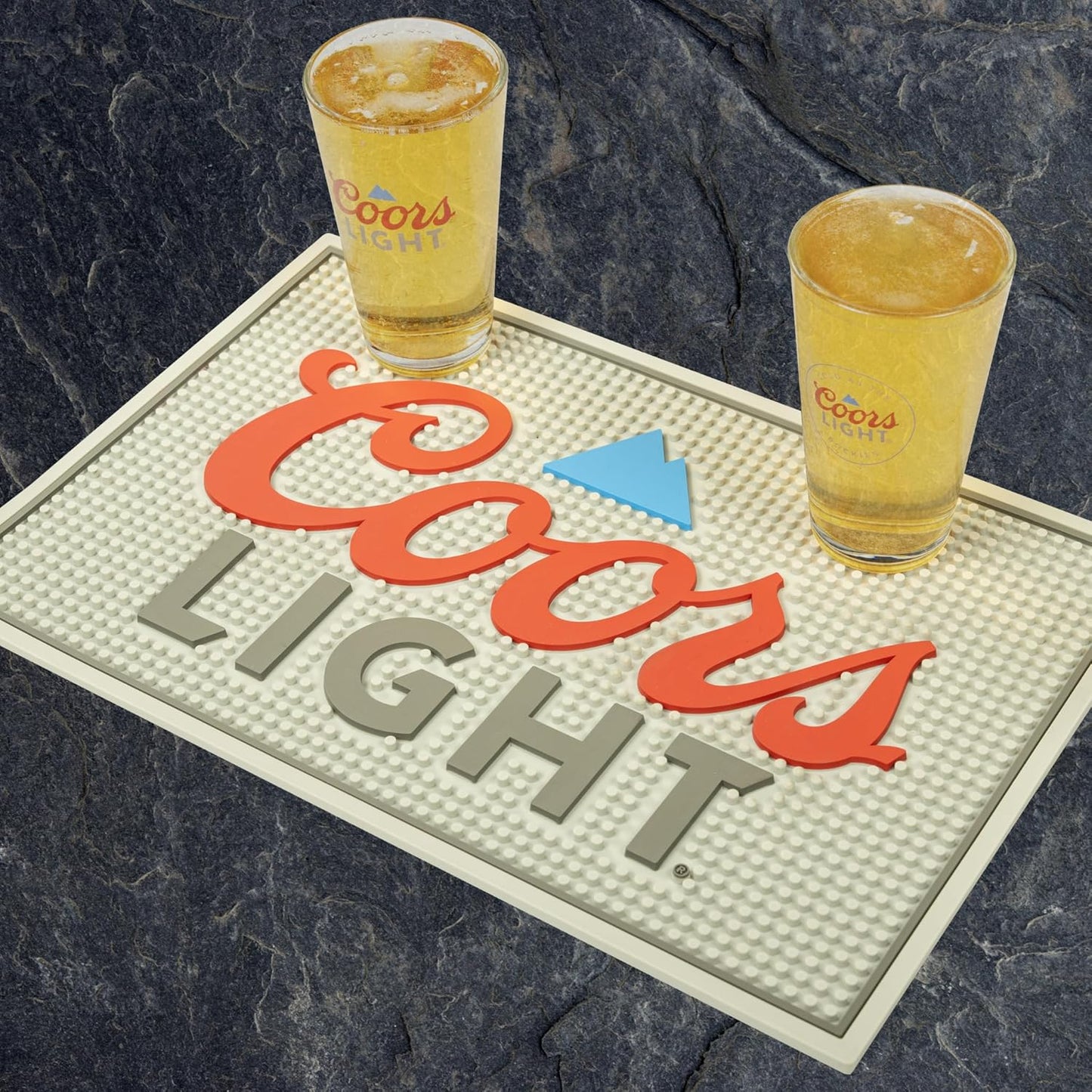 Coors Light Bar Mat 18x12 inches, Non-Slip Rubber Backing for Home Bar, Coffee Maker, and Pet Bowl