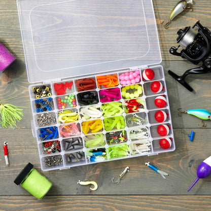 Juvale Jewelry Organizer Box - 3-Pack, 1.7 x 10.75 x 7 In, Clear Plastic - Bead Storage Containers with 36 Compartments & Dividers - Stackable Screw Organizer Box