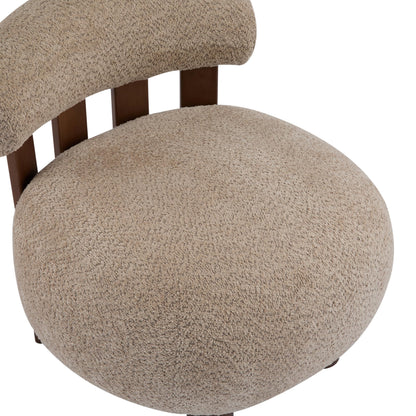 Christopher Knight Home Elvina Boucle Fabric Accent Chair, Solid Wood Single Lounge Sofa, Bedroom Comfy Reading Chair, for Modern Minimalist Style Living Room/Home Office, Light Brown