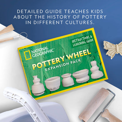 Blue Marble National Geographic Pottery Wheel Refill Kit – 2 lbs. Air Dry Clay, 30 Pottery Tools & Accessories, Gemstone Chips, Sculpting Clay Tools, 7 Paints & More, Great Craft Kit for Kids