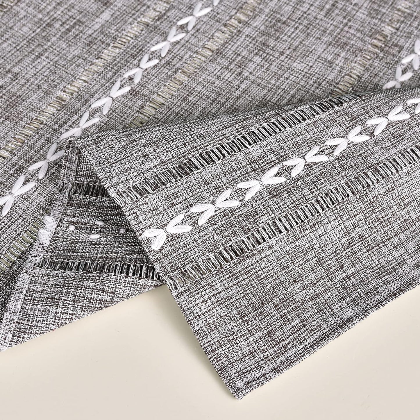 24x24 inch) NEWISHER Rustic Farmhouse Embroidered Small Square Tablecloth Jacquard Striped Table Cloth Linen Texture