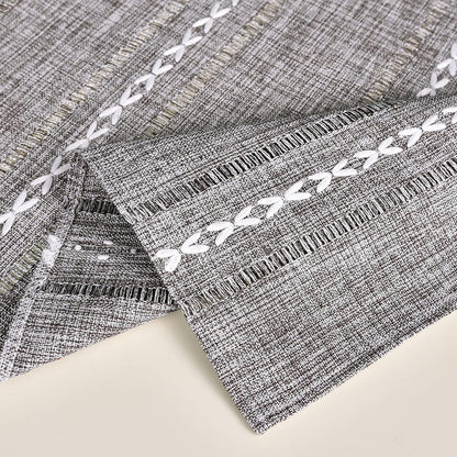 24x24 inch) NEWISHER Rustic Farmhouse Embroidered Small Square Tablecloth Jacquard Striped Table Cloth Linen Texture