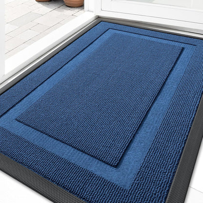 OLANLY Waterproof Front Door Mat - All-Season Indoor/Outdoor Doormat | Sturdy Natural Rubber, 29.5x17, Navy Blue