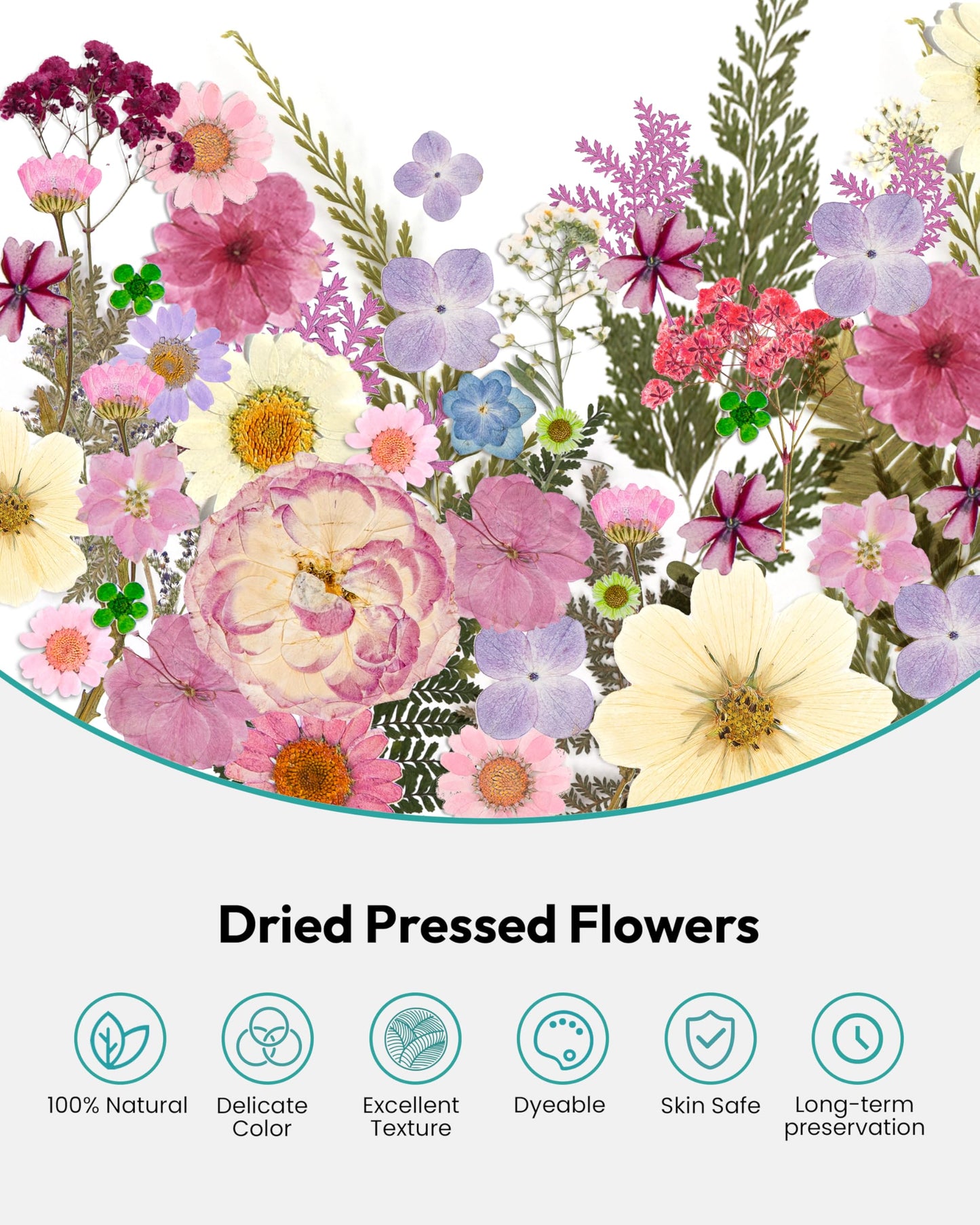 Dried Flowers, Resiners 100Pcs Pressed Flowers for Craft Baby Pink Real Natural Dried Flowers Dry Leaves Kit for DIY Making Crafts Resin Soap Candle Scrapbook Supplies Card Making Jewelry