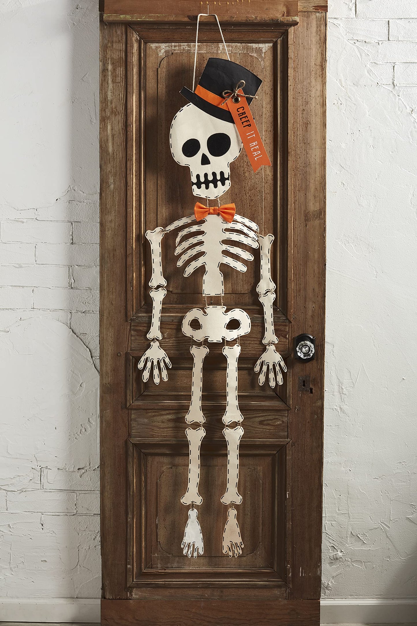 Mud Pie Skeleton Halloween Door Hanger, 65", White (40060032T)