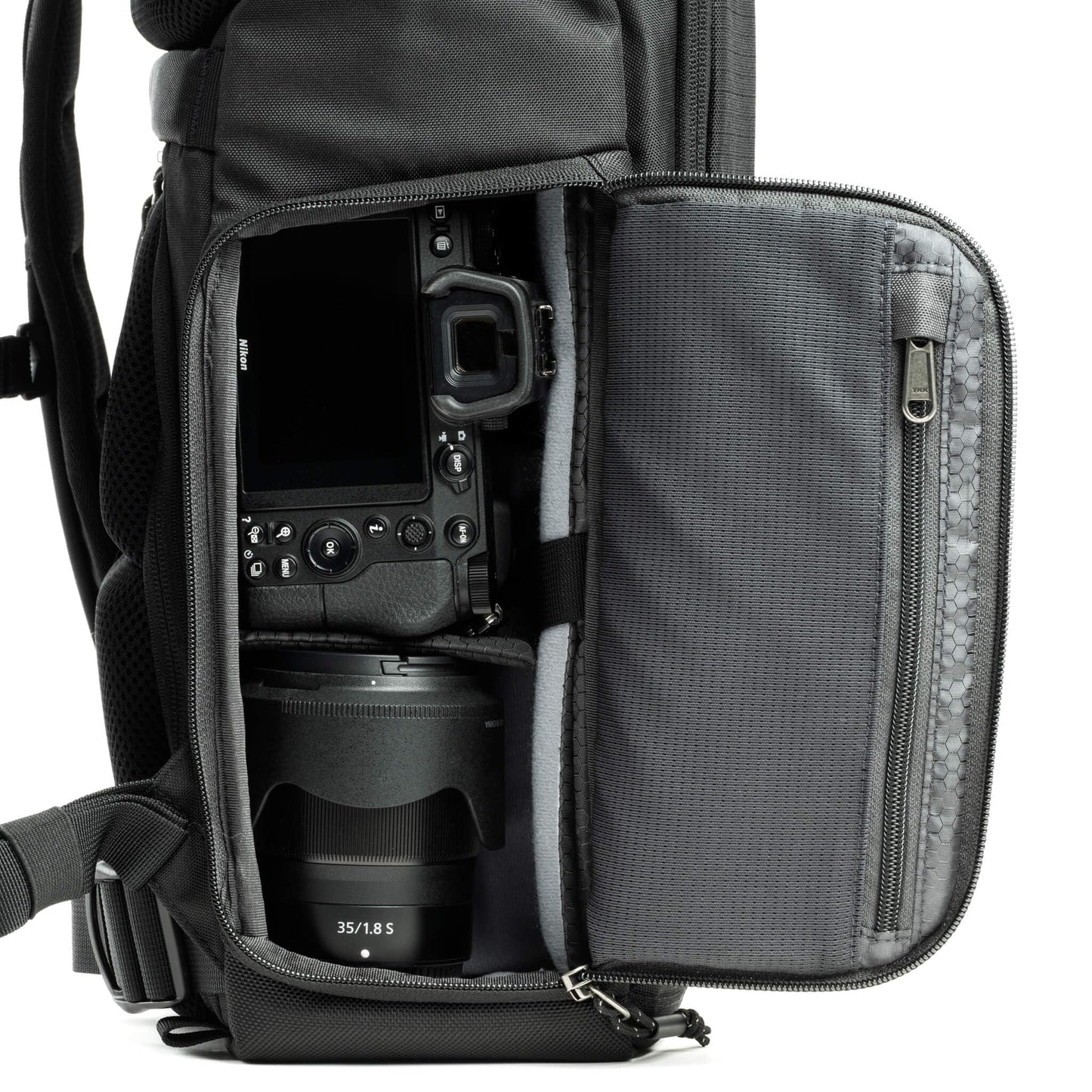 Think Tank FocusPoint 30L RollTop Camera Backpack - Greenway: Expandable Travel & Camera Backpack with Laptop Sleeve, Quick Side and Back Access, Rain Cover – Versatile Photography & Travel Bag