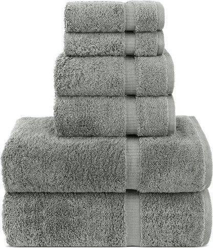 Chakir Turkish Linens Premium Cotton Towel Set - Luxury Spa Quality | 6-Piece (2 Bath, 2 Hand, 2 Washcloths)