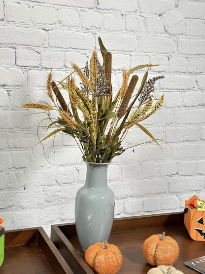 Admired By Nature 14 Stems Artificial Flowers Cattail Wheat Mixed Bush Arrangement for Home Decor, Weddings