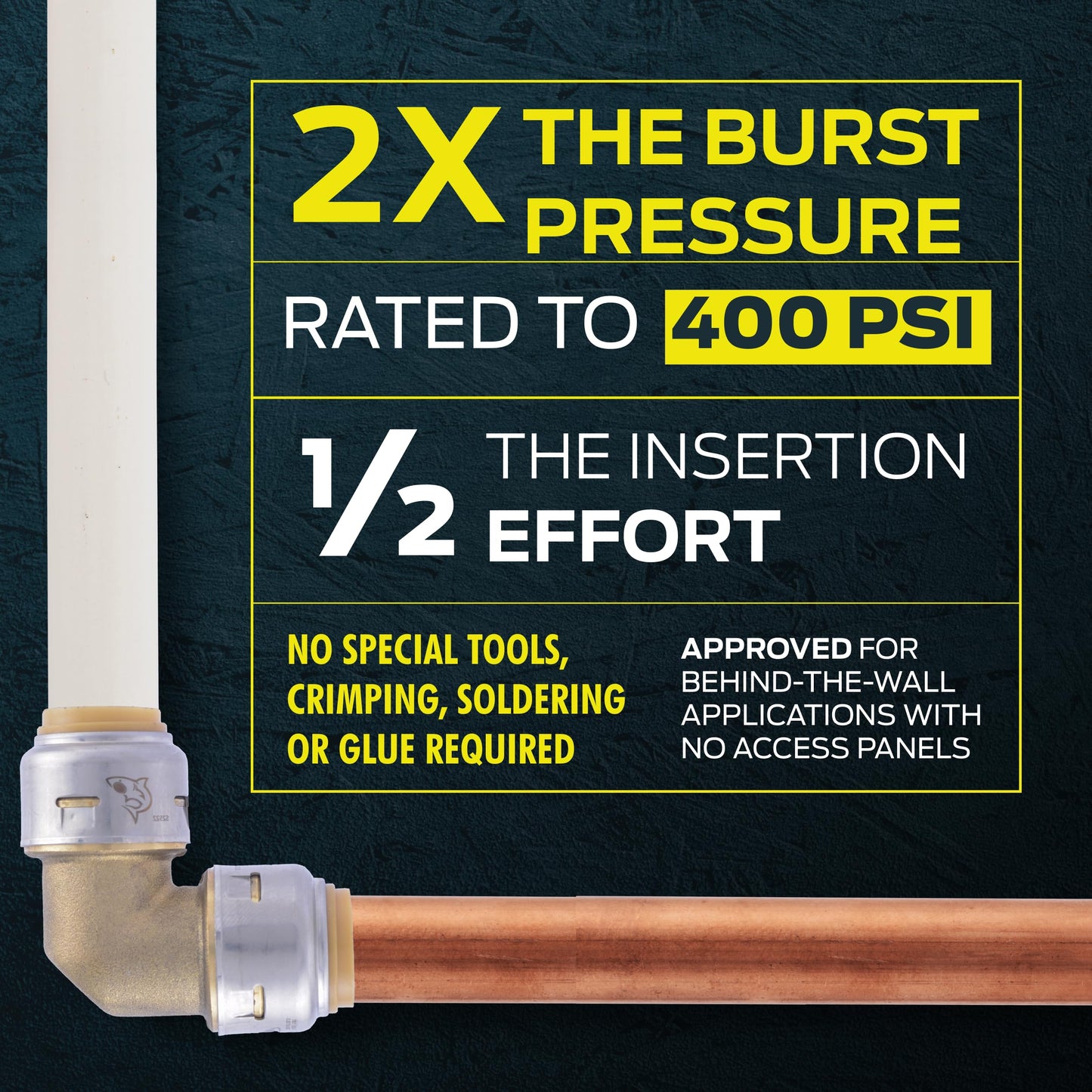 SharkBite Max 1/2 Inch 90 Degree Elbow, Push to Connect Brass Plumbing Fitting, UR248A