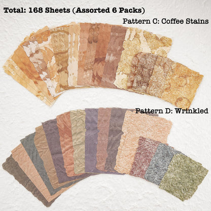 168 Sheets Scrapbook & Embossed Textured Paper Assorted Set - 6 Pack Mixed Special Papers for Scrapbooking Planner Bullet Junk Journal Supplies Collage Card Embellishment 2.4x3.2, 3.4x4.9 Inch