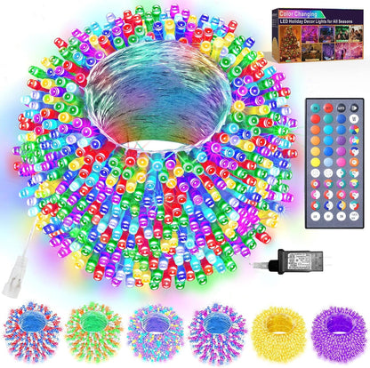 66FT 200 34 Color Changing Christmas Lights Outdoor, LED Colors String Lights with Remote Multicolor Plug in Waterproof