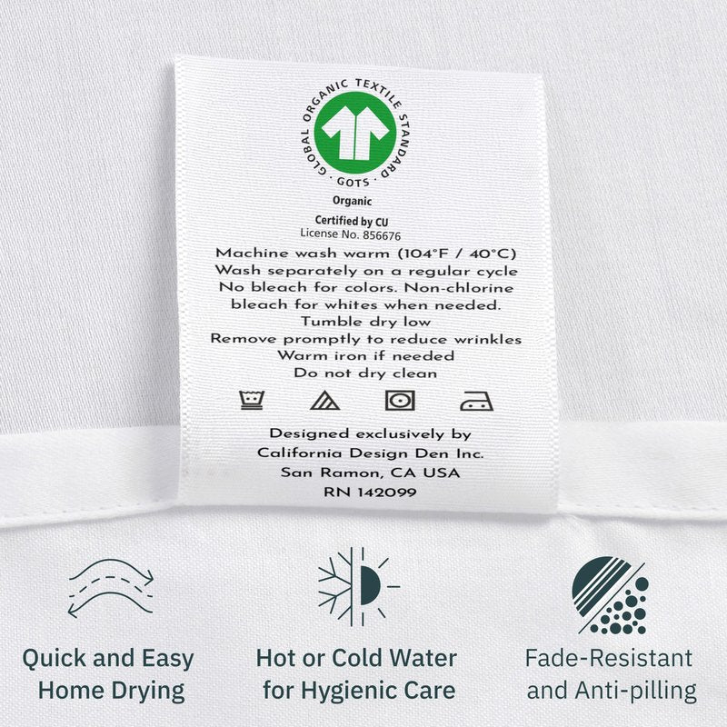 California Design Den 100% Organic Cotton Fitted Sheet Queen Size Only, Percale, Deep Pocket Fitted Sheet Queen, Lightweight, Snug-Fit, Crisp, All Around Elastic, 1 Pc - True Ivory