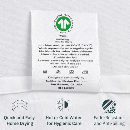 California Design Den 100% Organic Cotton Fitted Sheet Queen Size Only, Percale, Deep Pocket Fitted Sheet Queen, Lightweight, Snug-Fit, Crisp, All Around Elastic, 1 Pc - True Ivory