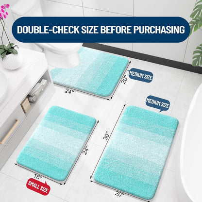 OLANLY Bath Rugs Mat - Extra Soft Microfiber, Quick Dry & Machine Washable | 24x16 Teal Color