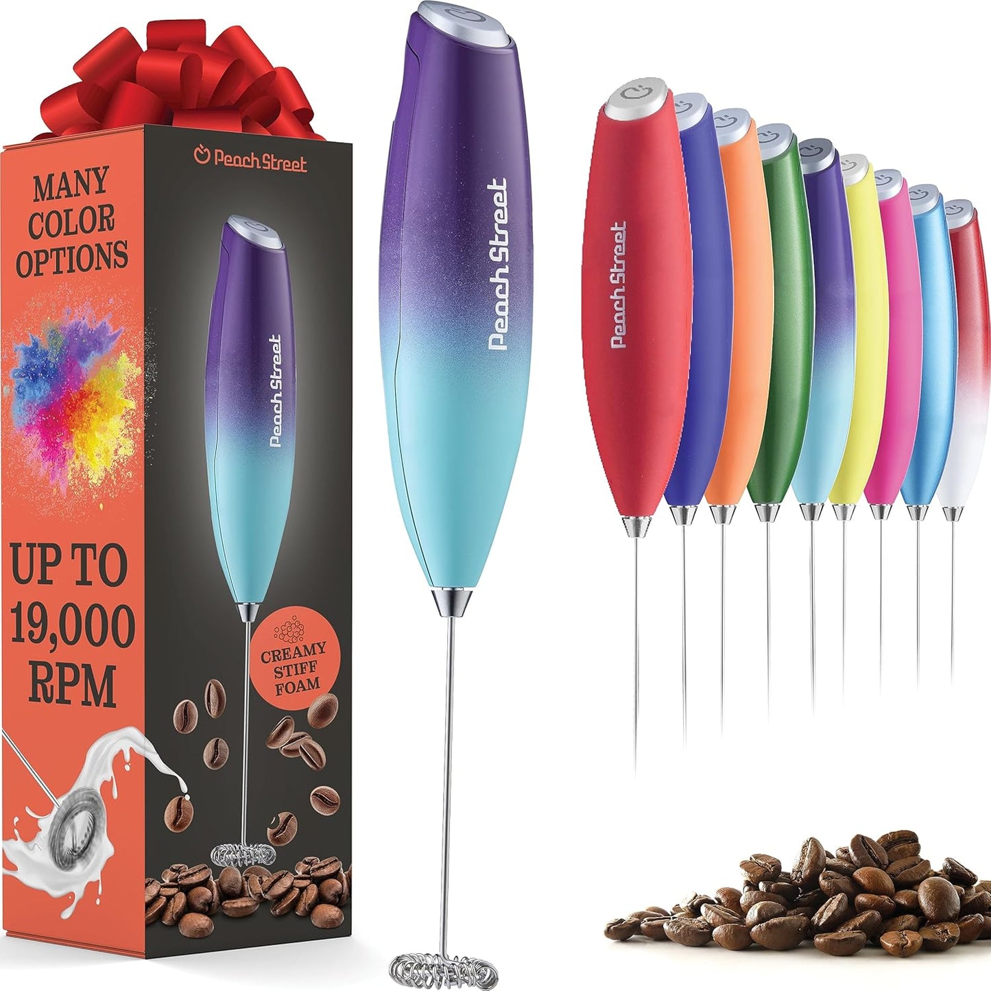Powerful Handheld Milk Frother, Mini Battery Operated Milk Foamer, Stainless Steel Drink Mixer for Coffee, Lattes,