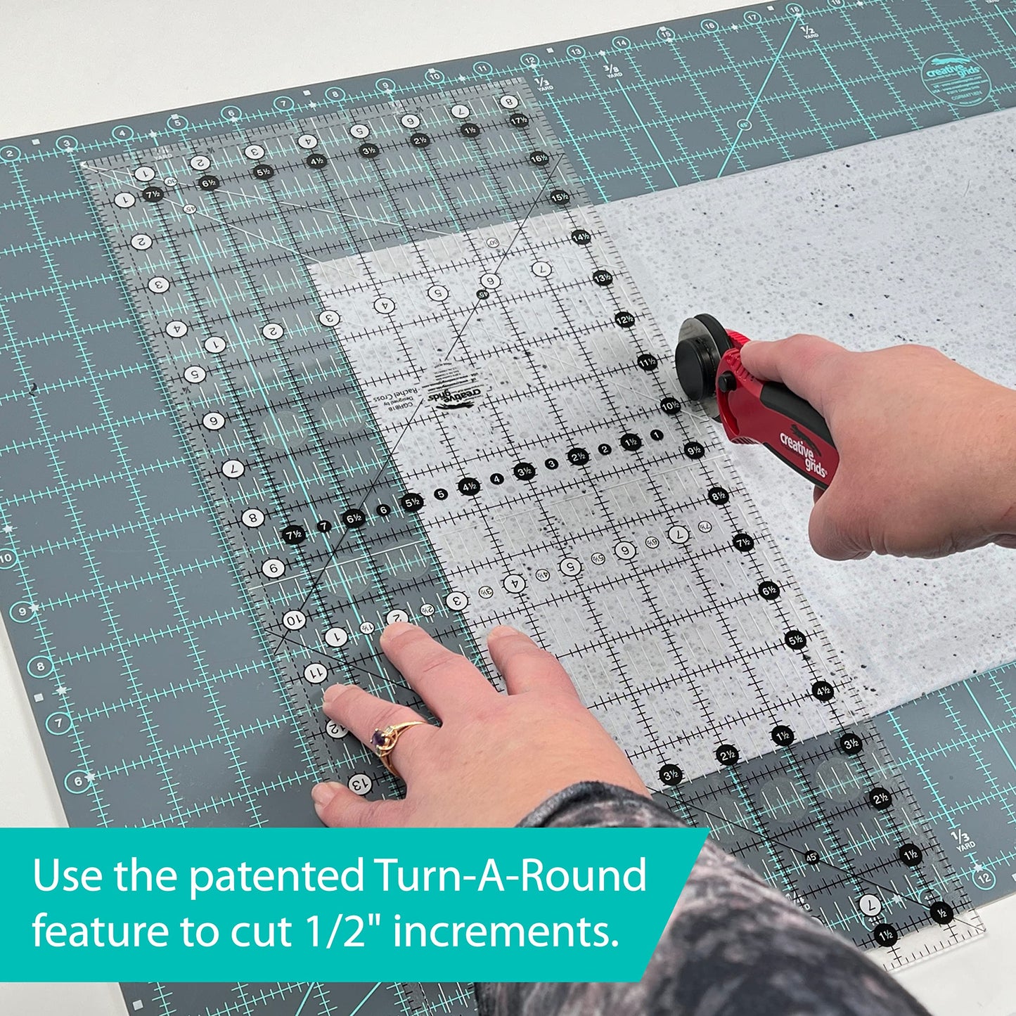 Creative Grids Quilt Ruler 8-1/2in x 12-1/2in Rectangle – CGR812 – Made in USA, Non-Slip Grip Acrylic Quilting, Sewing, Crafting, Patchwork Ruler for Measuring & Cutting Fabric