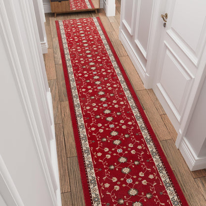 Ottomanson Aisle Runner Rug 2'7" x 50' – Soft Non-Slip Rug, Low Pile Carpet for Hallways, Events, Churches & Extra-Long Indoor Spaces, Mahal Red