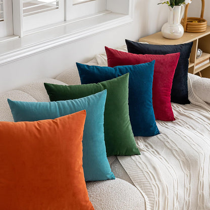 FEVERQIYI Burnt Orange Velvet Pillow Covers Set of 2, Decorative Square Throw Pillowcase 18x18 inch
