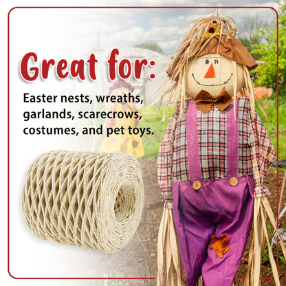 Mandala Crafts Neutral Combo Raffia Yarn for Gift Wrapping – 800 Yards Natural Paper Straw Raffia Ribbon for Crochet, Crafts, Decoration, Gift Wrapping, and DIY Projects
