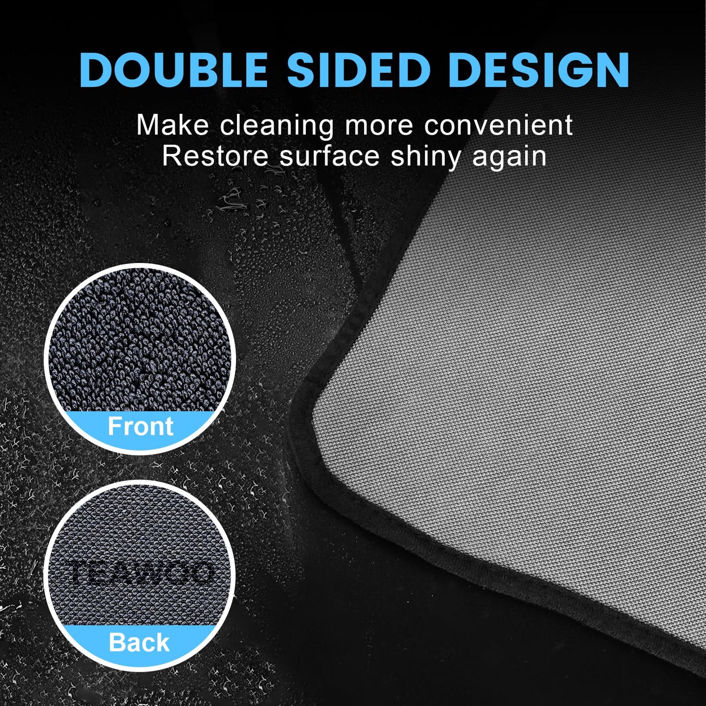 TEAWOO Shiny Wipes Shower Cleaning Cloth, Ultra Absorbent Car Drying Towel, 4 Pack 16 x 24 inch Microfiber Cleaning Cloth for Car, Bath & Househood