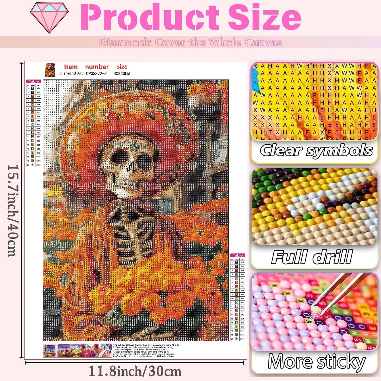 WUDWL 9 Pack Halloween Diamond Art Kits for Adults Beginner, Day of the Dead DIY Modern Diamond Painting Kits 5D Diamond Dots Gem Art Crafts with Tools,Round Full Drill for Women's hobbies-12x16in