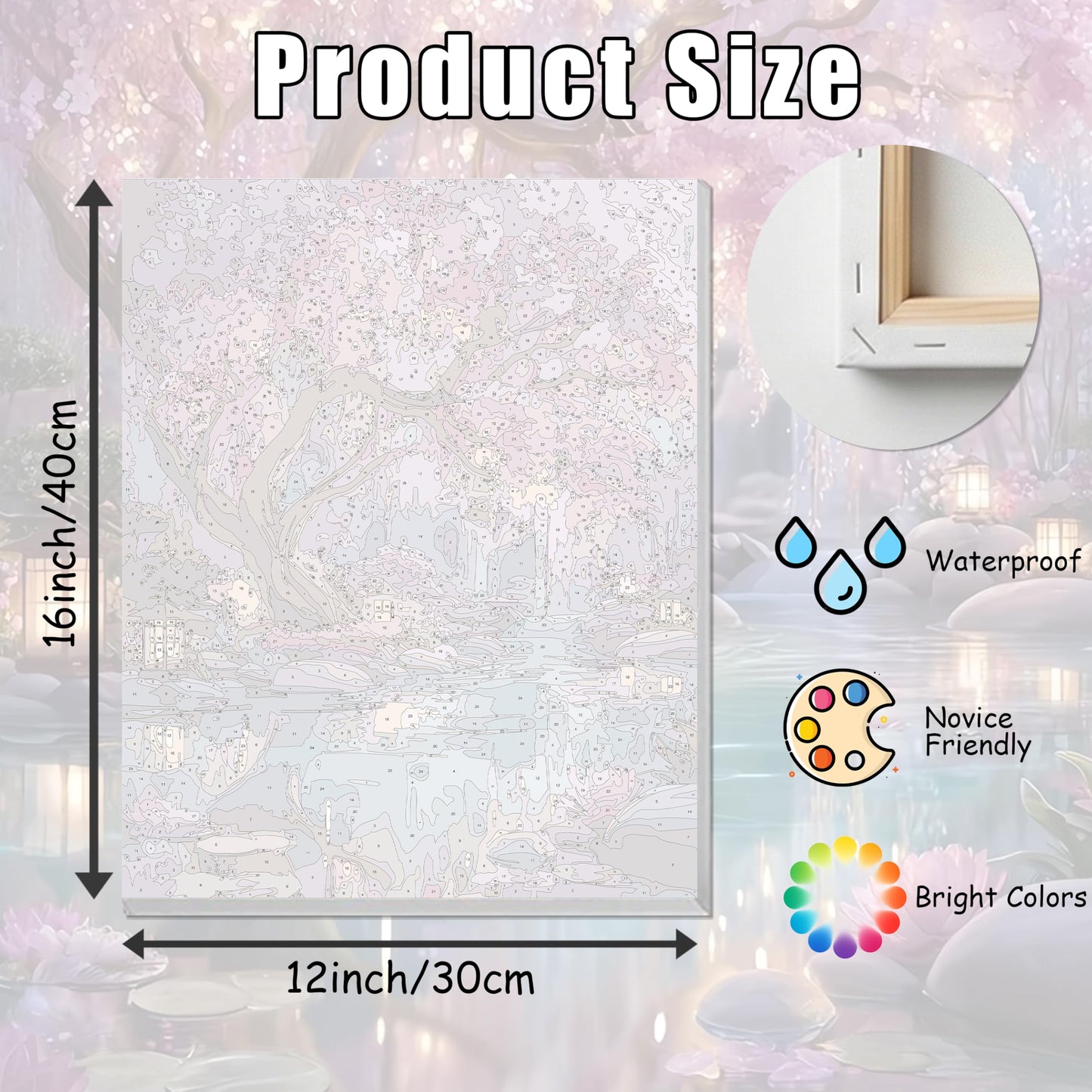 Tree of Life Paint by Number Adult with Frame Wooden Easel,Adult Paint by Numbers Tree of Life,Paint by Numbers Kit for Adults,DIY Acrylic Paint by Numbers for Adults Home Wall Decor 12x16inch