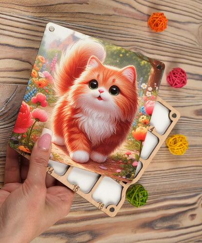 AllAboutEmbroideryUA Wooden Beads Organizer, Beads holder, Diamond painting accessories storage box, Needlework casket, bead keeper, Storage Divider Box (Cat)