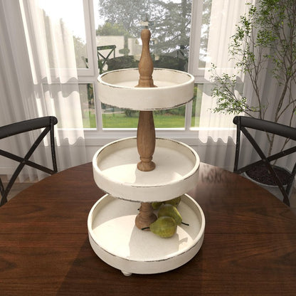 Deco 79 Wood 3 Tiered Tiered Server, 15" x 15" x 24", White