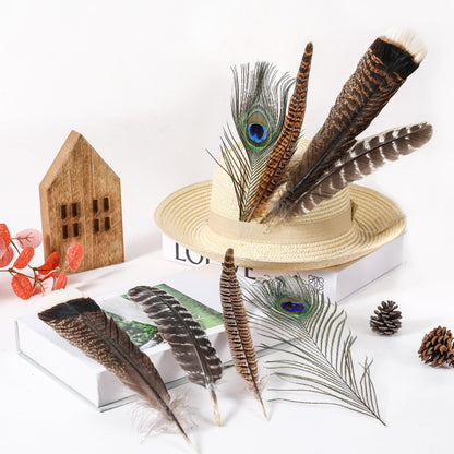 Ballinger 8-12inch 4 Styles 24Pcs Assorted Pheasant Feathers and 24 Pcs 10-12inch Black Ostrich Feaathers for Crafting Vase Hat Wedding Autumn Party Decor