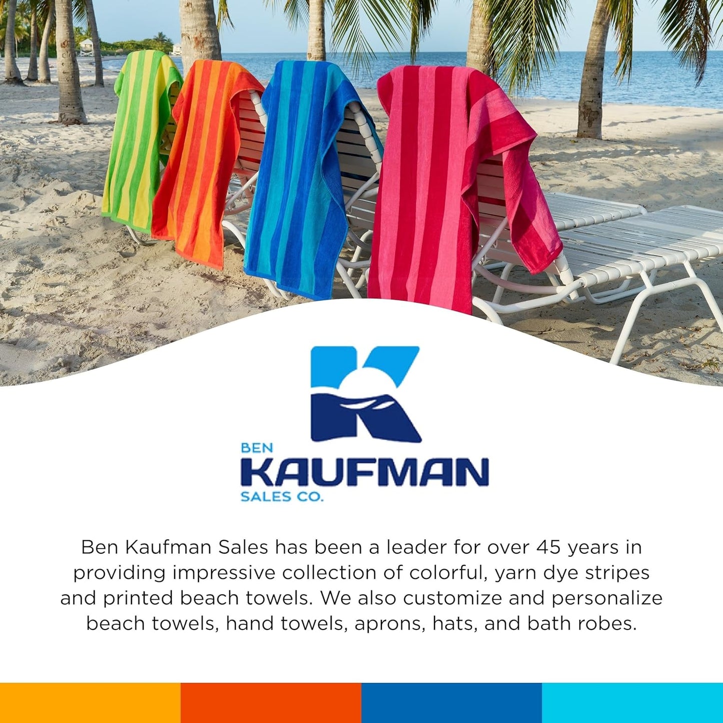 29" 58" 100% (4 Pack) Kaufman - Soft Oversized Beach Towels in Bulk | x Velour Striped Towel | Absorbent, Quick-Drying