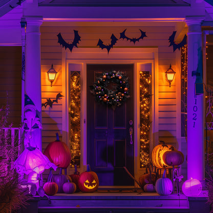 Valery Madelyn Halloween Decorations Value Bundle (2 Items), 26 Inch Halloween Wreath & 12ct Halloween Ornaments Tree Decorations for Holiday Party Indoor Home Decor