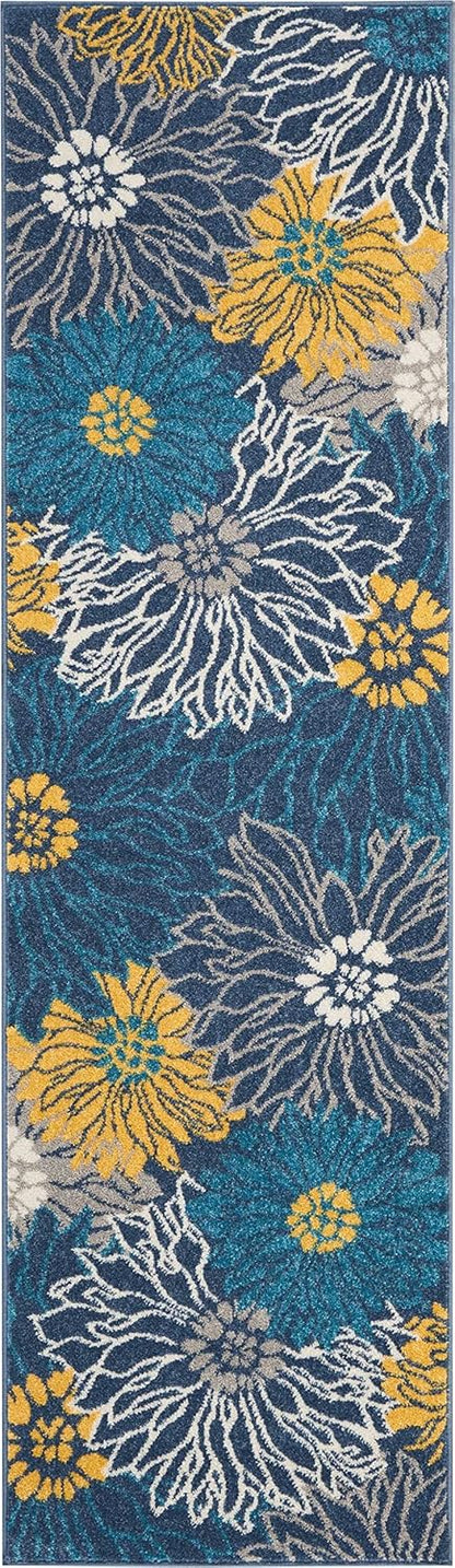 2'2" 7'6" (8' Nourison Home Passion Blue x Area Rug - Easy Clean, Non Shedding, Bed Room, Living Room, Dining Room
