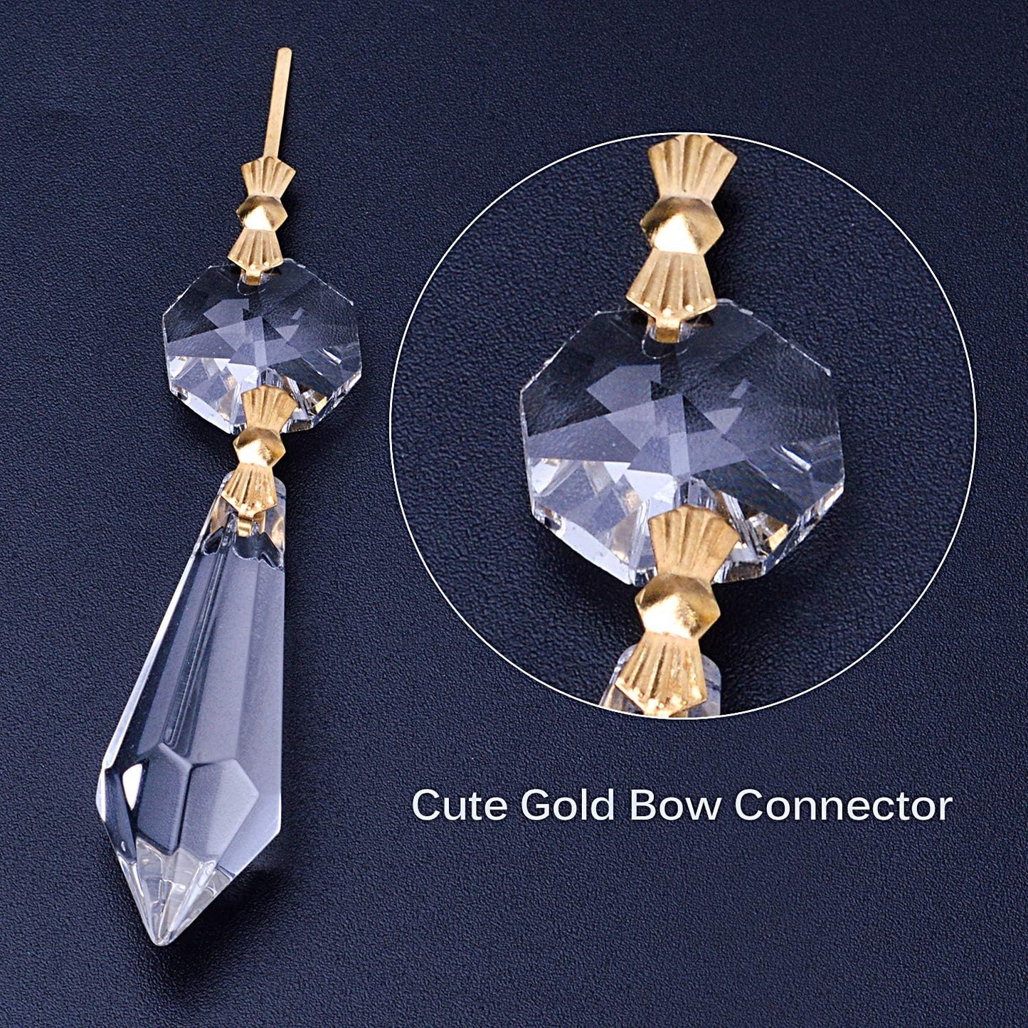 BronaGrand 20 Decoration,38mm,Gold Pieces Replacement Clear Chandelier Icicle Crystal Prisms Octogan Crystal Bead