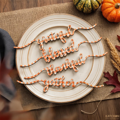 KatchOn, Pumpkin Table Centerpieces And Thanksgiving Wooden Cutout Sign Set – Pack of 14 | Honeycomb Paper Pumpkins And Thankful Blessed Grateful Word Signs For Thanksgiving Table And Fall Decorations