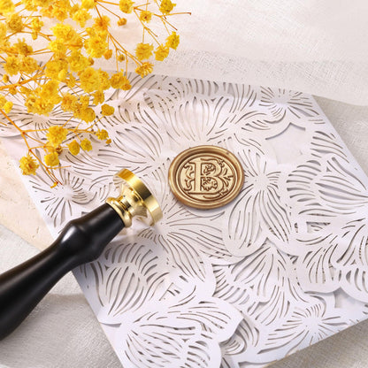 Yoption Traditional Initial Alphabet Wax Seal Stamp with 120 Antique Gold Wax Seal Beads Kit for Wedding Engagement Party Invitation Envelope Christmas Gift Wrap - Letter B