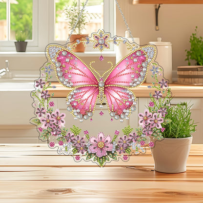 DIY Hanging Diamond Art Kit for Adults, 5D Acrylic Gem Art Window & Wall Pendant, Diamond Painting Ornament for Home Decor (Butterfly)