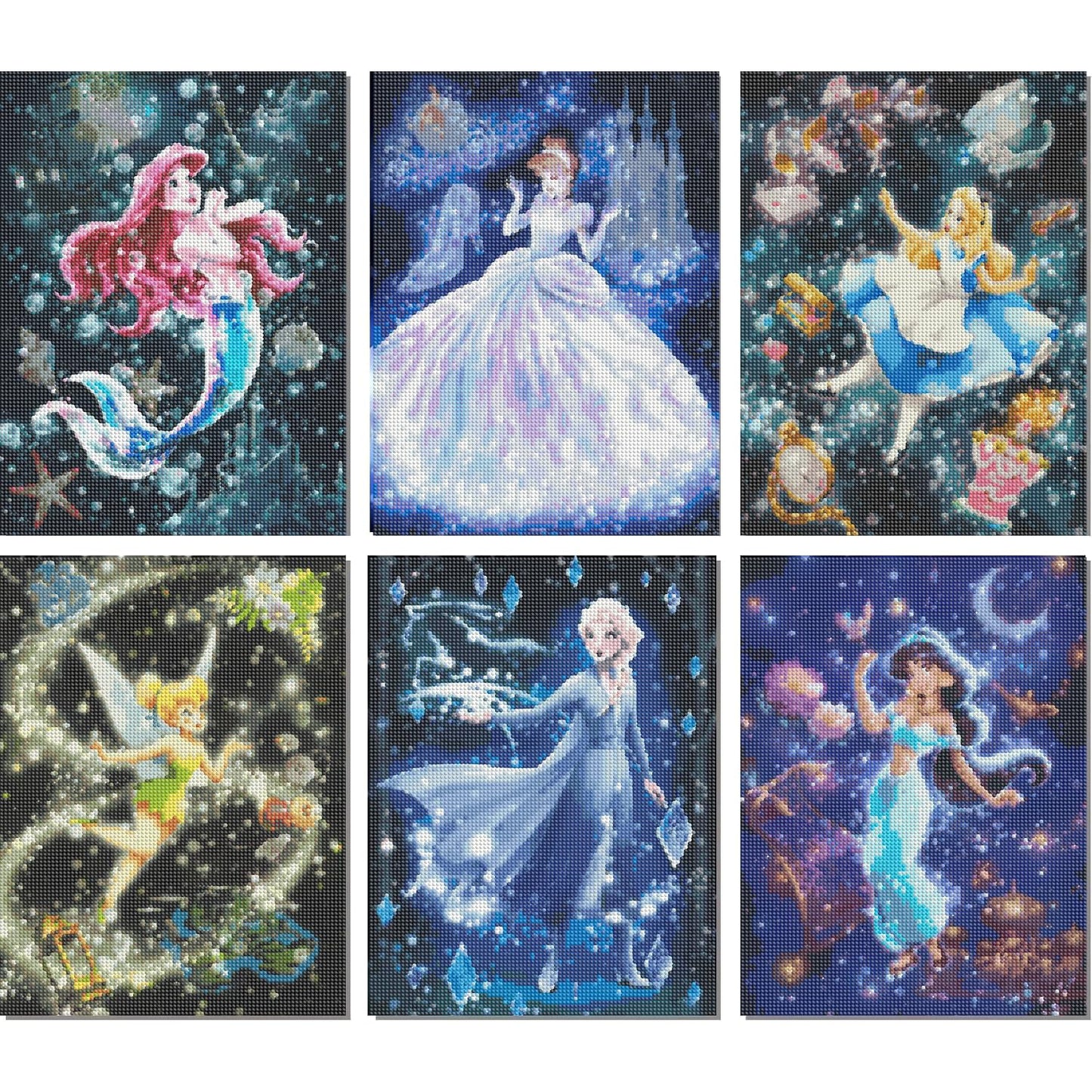 ARPADAMO 6 Pack Princess Diamond Art,5D Princess Diamond Art Kits for Adults,DIY Full Drill Diamond Painting Kit,Home Wall Decor Diamond Painting(12x16 Inch)